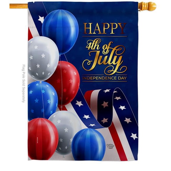Ornament Collection H192545-BO 28 x 40 in. July Fun American Fourth of July Vertical House Flag with Double-Sided Decorative Banner Garden Yard Gift