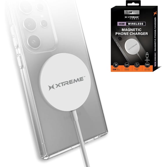 Xtreme Magnetic 15W Wireless Phone Charger, 3.2 Foot Cable, USB C, Fast Wireless Charging Pad, for MagSafe Wireless Charging Pad, Compatible with iPhone 16/15/14/13/12 Series & AirPods 3/2/Pro