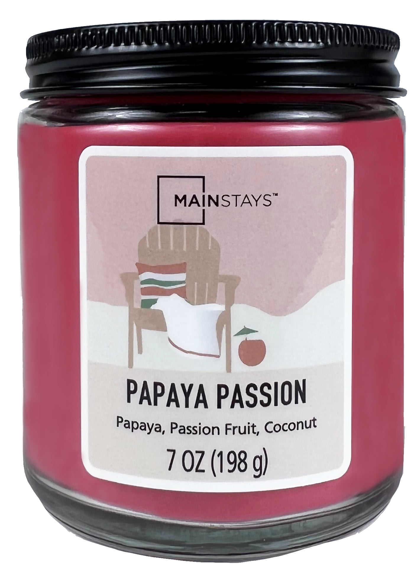 Mainstays Papaya Passion Twist Lid Scented Candle, 7 oz. White Wax