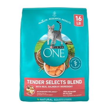Purina ONE Tender Select Blends Dry Cat Food, Salmon, 16 lb Bag