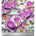 thumbnail image 1 of Soimoi Velvet Fabric Floral,Wine Glass & Hat Fashion Print Fabric by The Yard 58 Inch Wide, 1 of 1