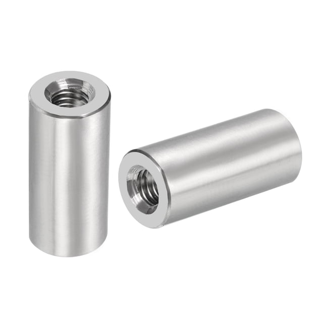Unique Bargains 5Pack Round Connector Nuts, M6x25x12mm Coupling Nut Sleeve Rod Bar Stud Nut