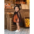 thumbnail image 6 of RUINIXCW Newborn Baby Girl Halloween Witch Costume Infant Girl Cosplay Party Outfit Orange Sleeveless Corduroy Tops Tulle Cloak Witch Hat Set, 6 of 10