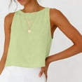 thumbnail image 4 of CQONEPT Women's Tank Tops Summer Casual Button Down Shirts Sleeveless Button Cropped Tank Vest Green L, 4 of 7