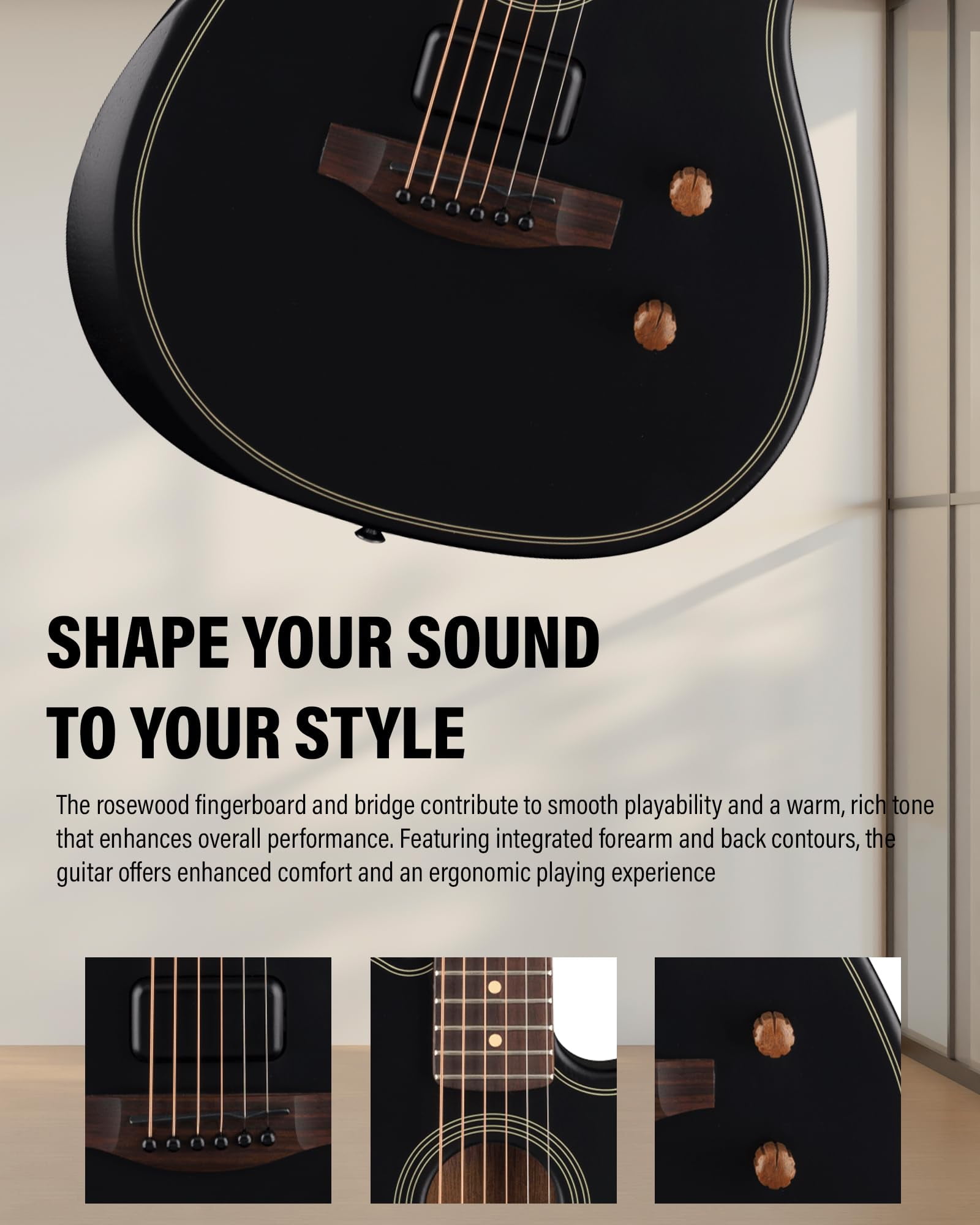 Fender Acoustasonic Standard Telecaster - Black Bundle with Strap, Guitar Cleaning Kit and Austin Bazaar Instructional Video