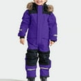 thumbnail image 2 of longantii Kids Snow Suit Girls Boys One Piece Snowsuit Waterproof Windproof Outdoor Overalls Winter Warm Jumpsuit Snowboarding Snow Clothes Purple 3-4 Years, 2 of 7