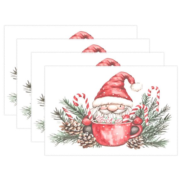 Ryvnso Placemats Set of 4 A Cute Christmas Gnome Dining Mats Heat-Resistant Non-Slip Washable Table Mat