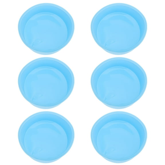 WASHWEPE 6Pcs Round Blue Silicone Muffin Baking Cups for Home Use Bakeries Cake Shops 3.93x3.93x1.97In