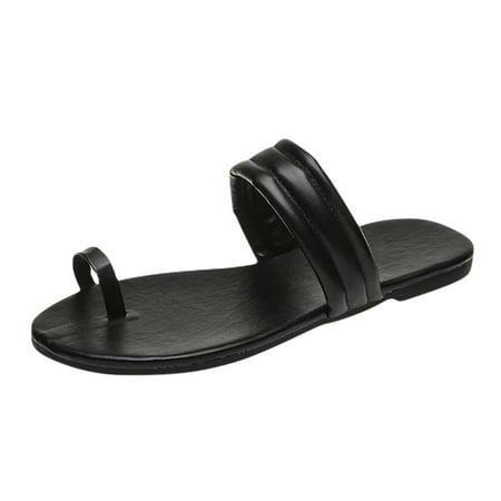 

TTQLVZJGSE Women s Simple Summer Comfortable Lightweight Flat Bottom Slope with Casual Sandals Summer Big Size One-Line Rhinestone Square Head Flat Sandals Shoes