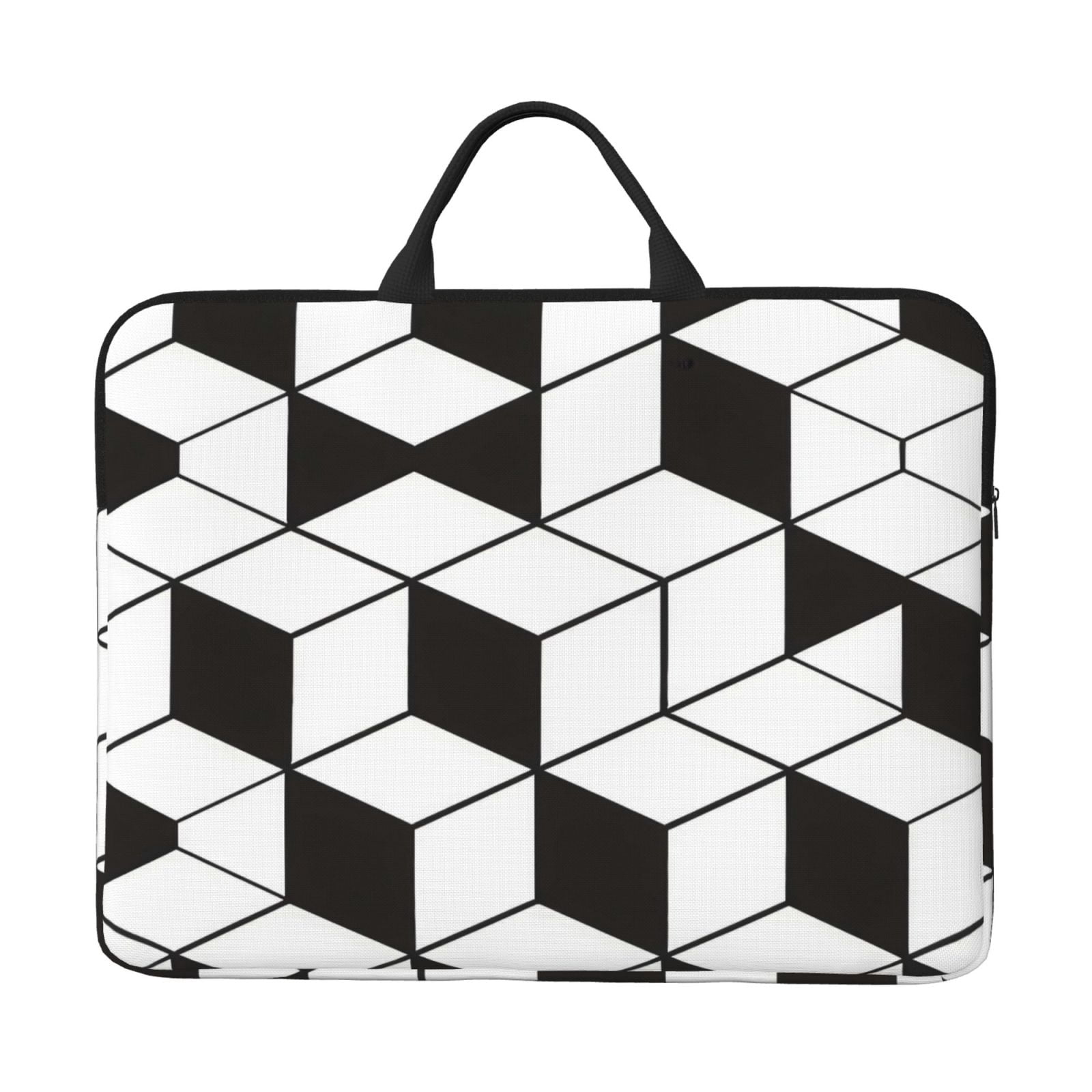 Laptop Sleeve Bag For Women Men 14inch Waterproof Durable Protective Computer Carrying Cover Handle Laptop Case Bag White And Black Checkered Pattern (3)
