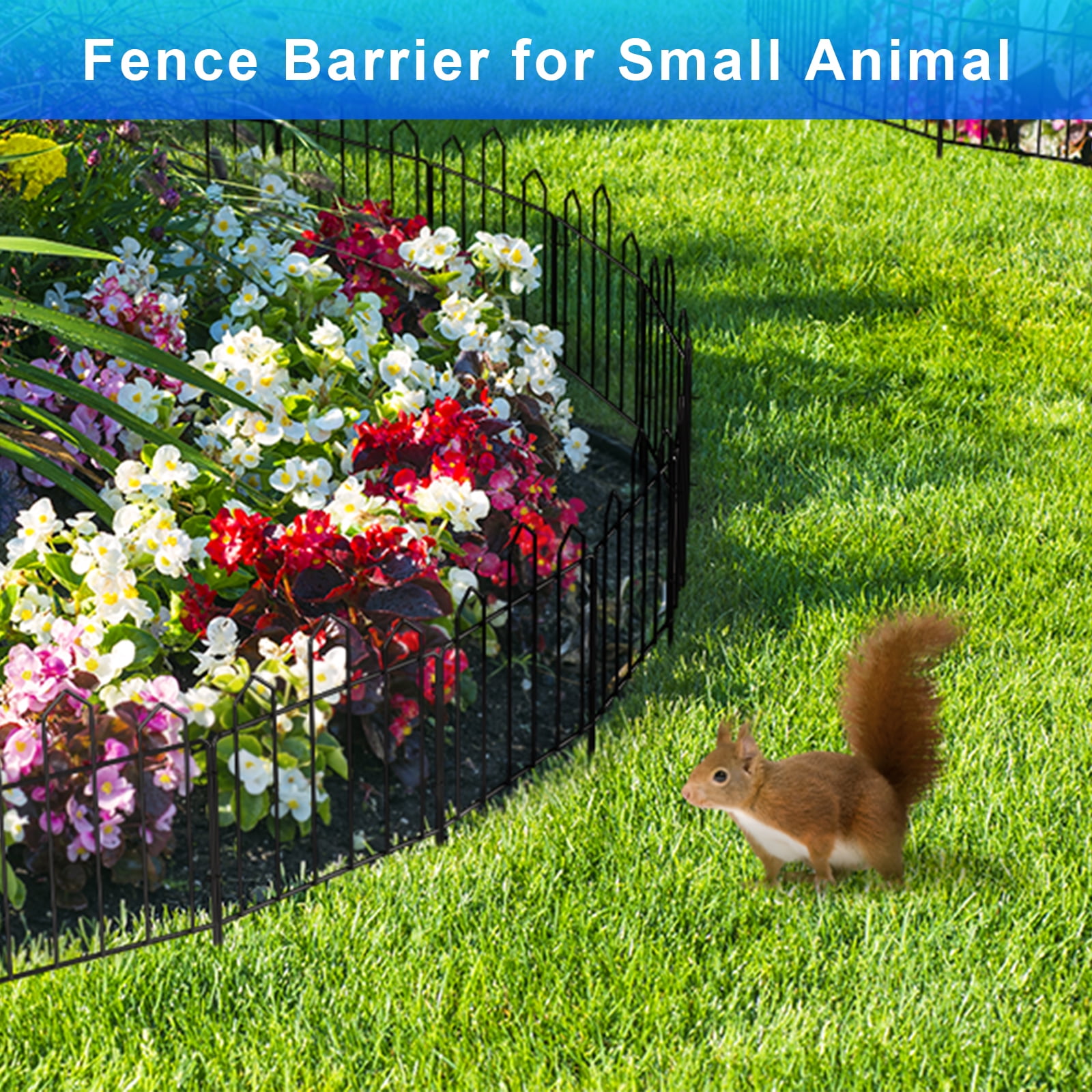 24-Pack Altitude Picket Decorative Garden Fence 26FT Total Length, 24in×13in Black Metal Small Animal Barrier for Yard Patio Flower Bed