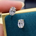 thumbnail image 4 of AEXTO Oval Cut Cubic Zirconia Solitaire Stud Earrings for Women, Silver Plated Earrings for Her, Classic Simulated Earrings Jewelry, 4 of 11