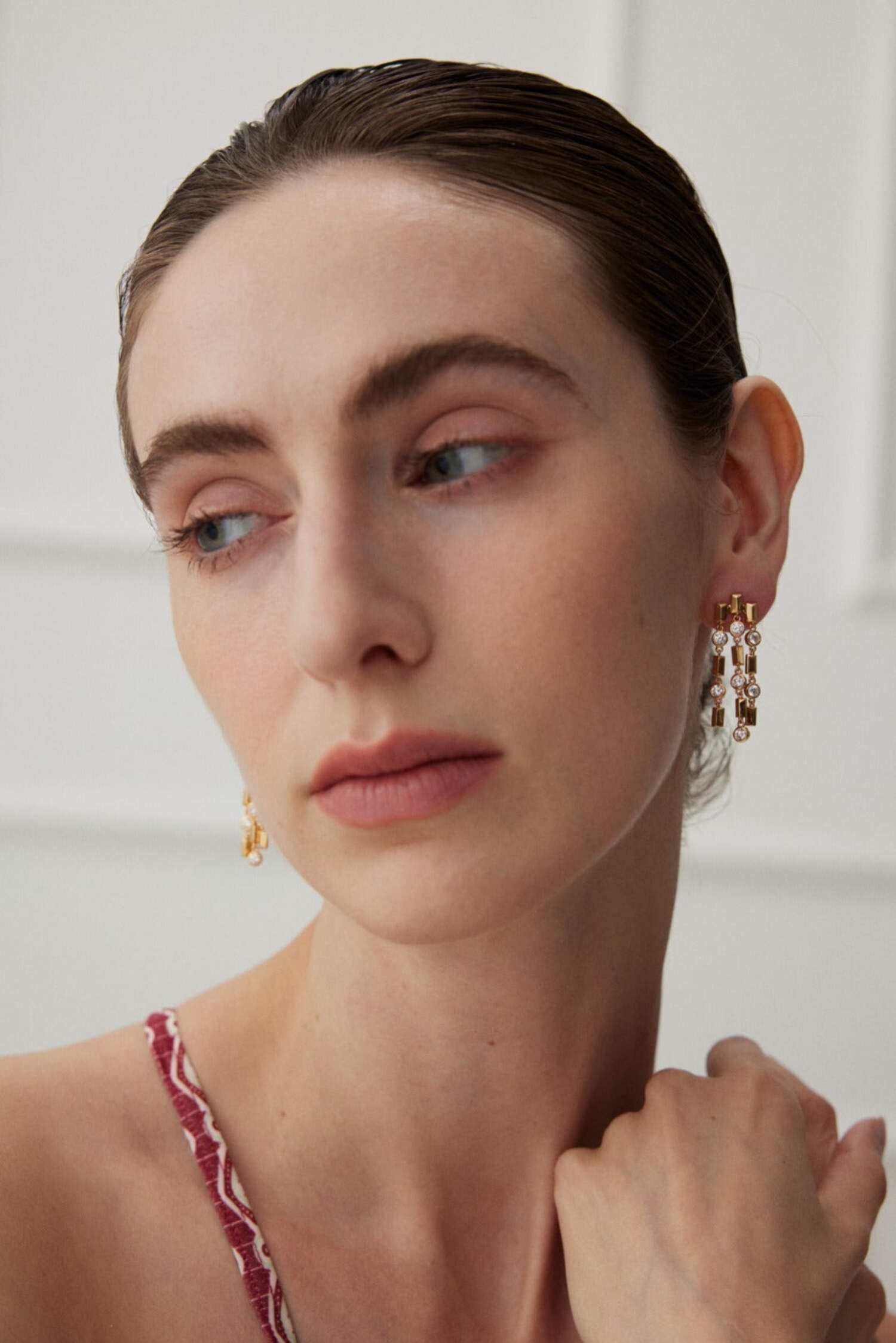 Glamorous Vintage Gold Zirconia Chandelier Earrings in 925 Silver