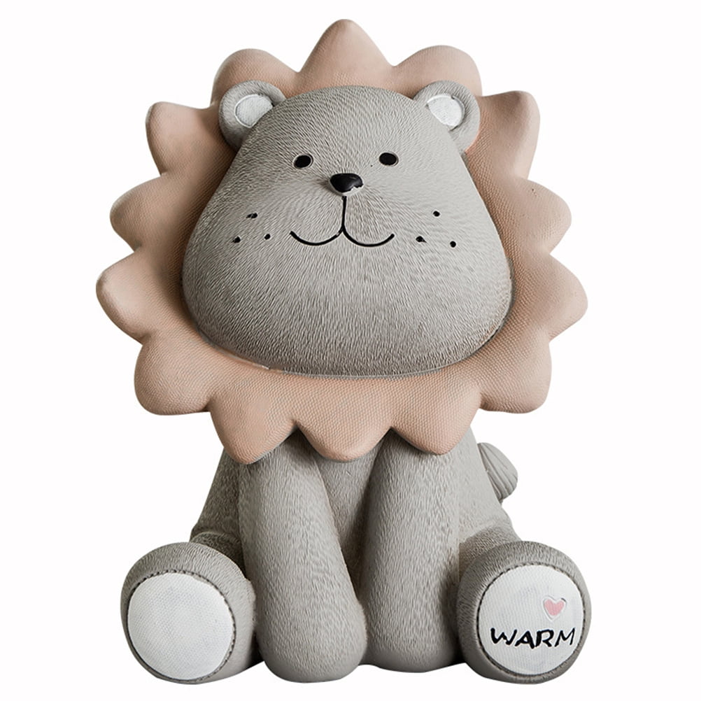 Adorable Lion Coin Bank for Kids Money Box Resin Sunny Lion Piggy Bank ...