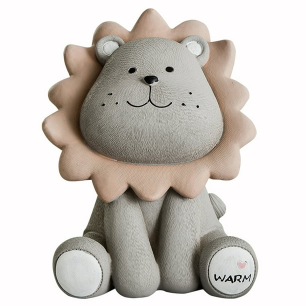 Adorable Lion Coin Bank for Kids Money Box Resin Sunny Lion Piggy Bank