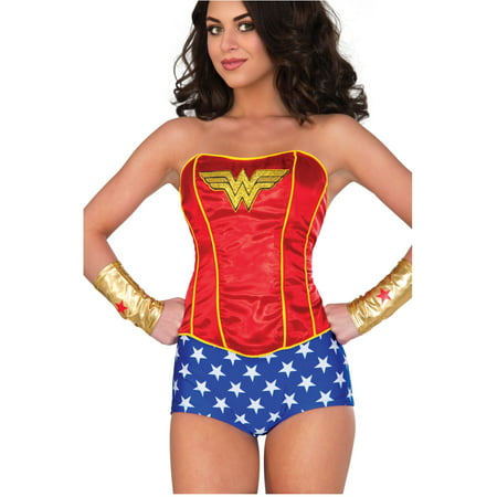Womens Classic Wonder Woman Sequin Corset Costume Accessory Medium