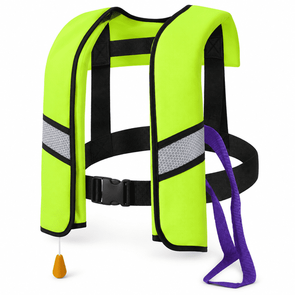 RAIRSKY Automatic Inflatable Life Jacket Vest for Adults,Supports Up to 330 Lbs,With Reflective Strips and Manual Inflation Tube,Inflatable Life Jackets for Adults