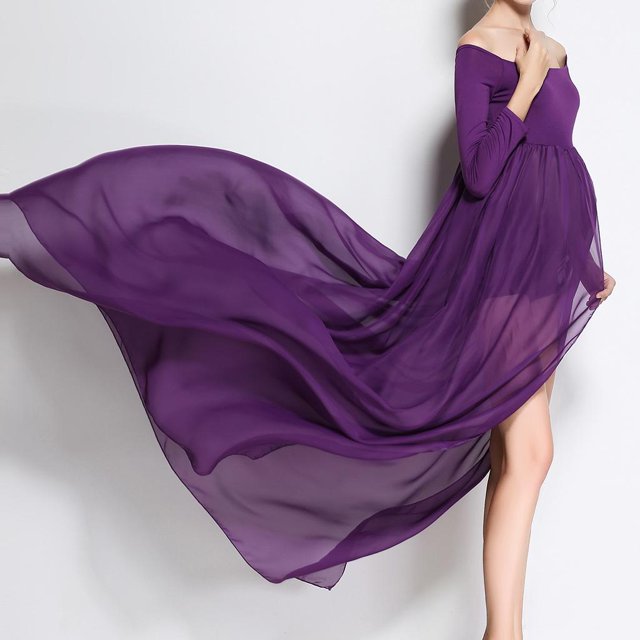 Maxivestido de merdad con cintura elástica para mujer, accesorios de fotografía para embarazada sesión de fotos Manga larga Hugo Vestido largo para mujer de maternidad