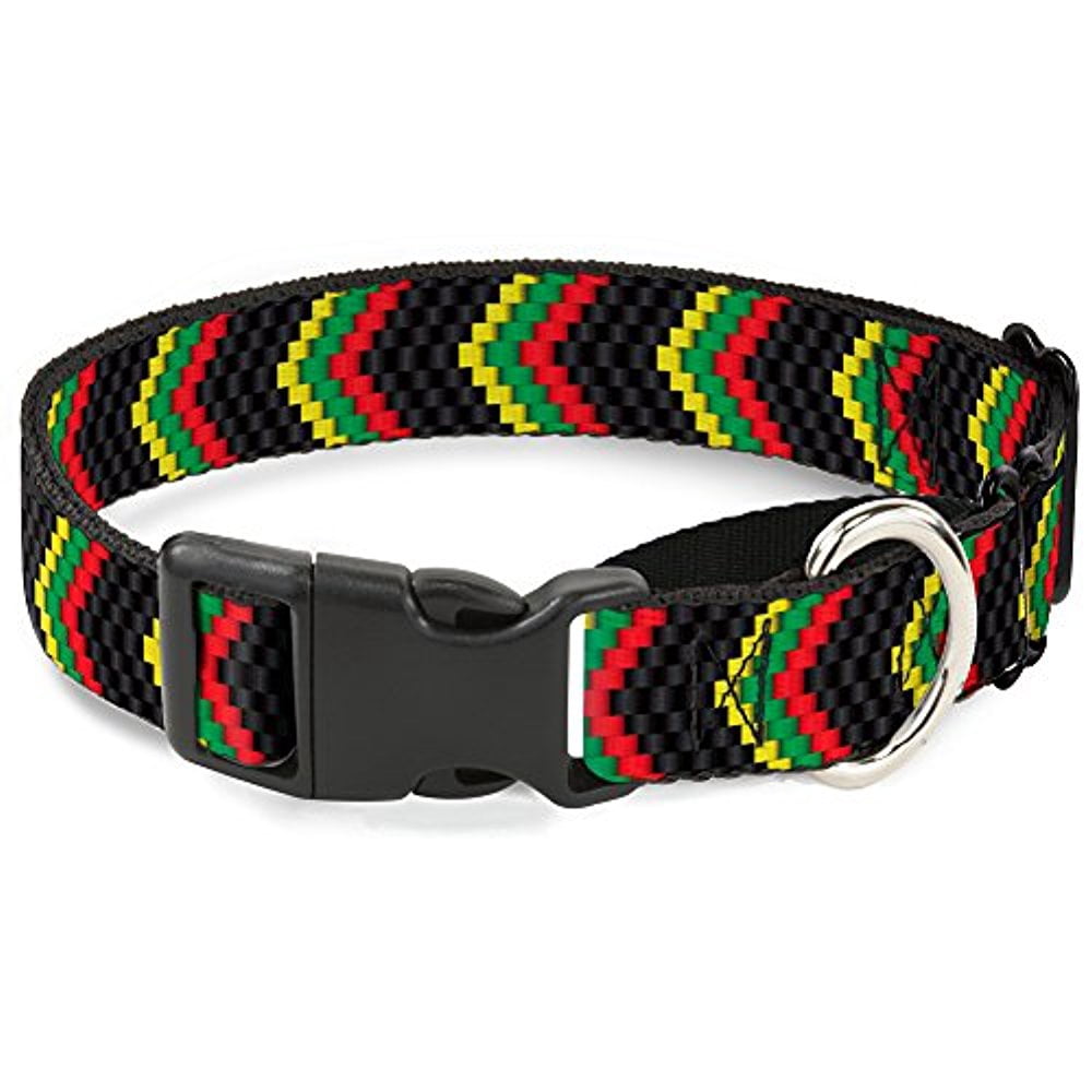 Buckle-Down Chevron Weave Black Rasta Martingale Dog Collar