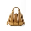 Tardini Alligator Drawstring Medium Julie Tote Shoulder Handbag Gold Brown