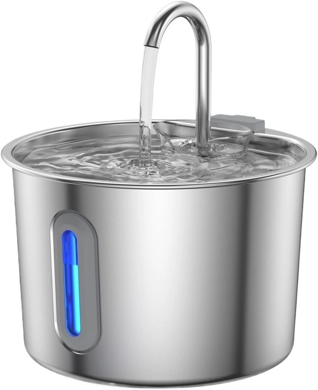 DFS Stainless Steel Automatic Pet Water Fountain, 2.2L/ 75oz Pet Dog Stainless Steel Water Dispenser Includes 2 Replacement Filters & Sponges for Cats & Dogs
