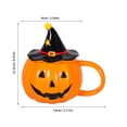 thumbnail image 3 of Taza de cerámica con cara de calabaza de Halloween, divertida taza de café para el hogar y la oficina, taza de café de cerámica con temática de Halloween con tapa, 320 ml, 3 of 5