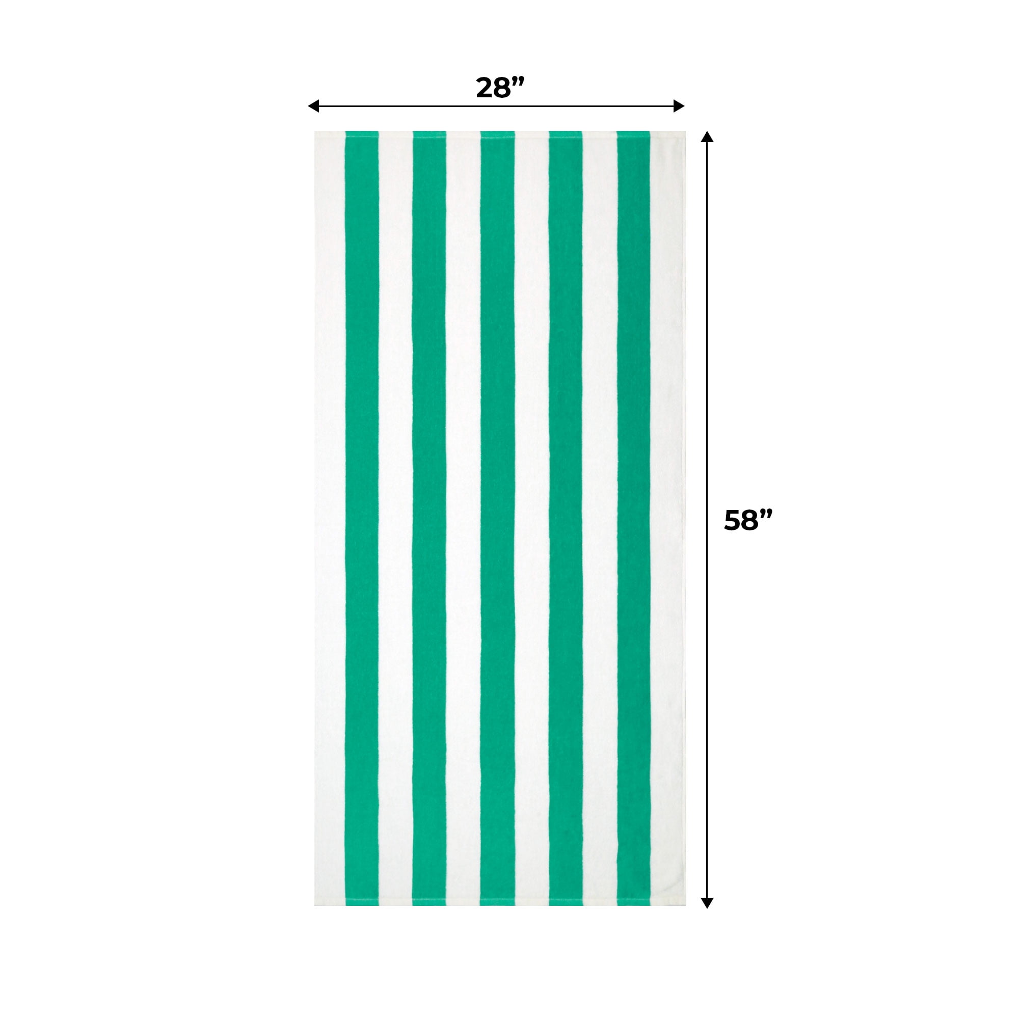 (2 pack) Mainstays Cabana Stripe Beach Towel, 58 in x 28 in, Green