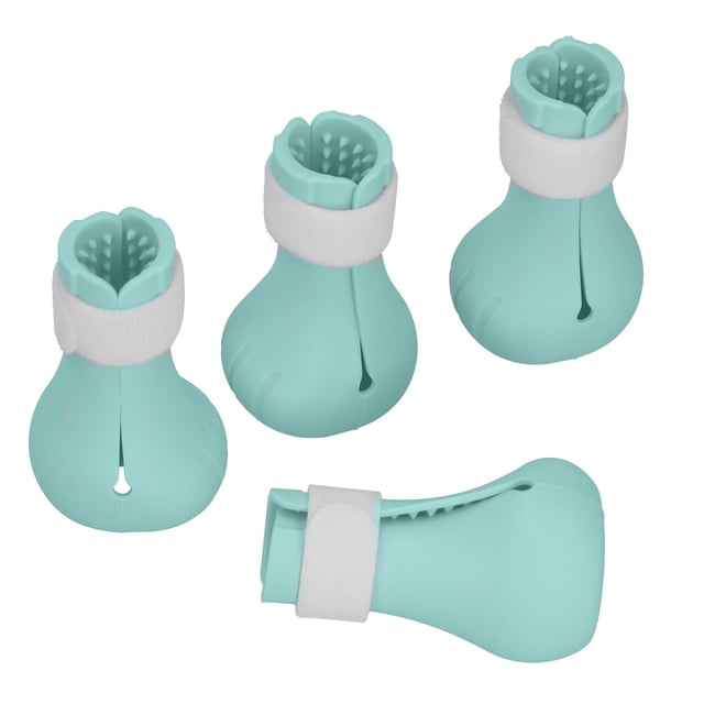 Botas de silicona antiarañazos para gatos, protector de uñas para baño y afeitado (verde menta)