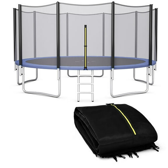 Gymax 15FT Trampoline Safety Net Replacement Protection Enclosure Net for 10 Poles