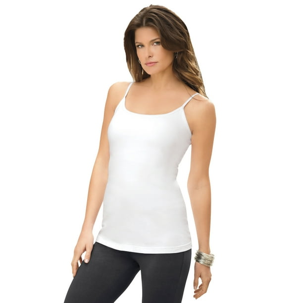 Roaman S Roaman S Women S Plus Size Bra Cami With Adjustable Straps Stretch Tank Top Built In Bra Camisole 2x White Walmart Com Walmart Com