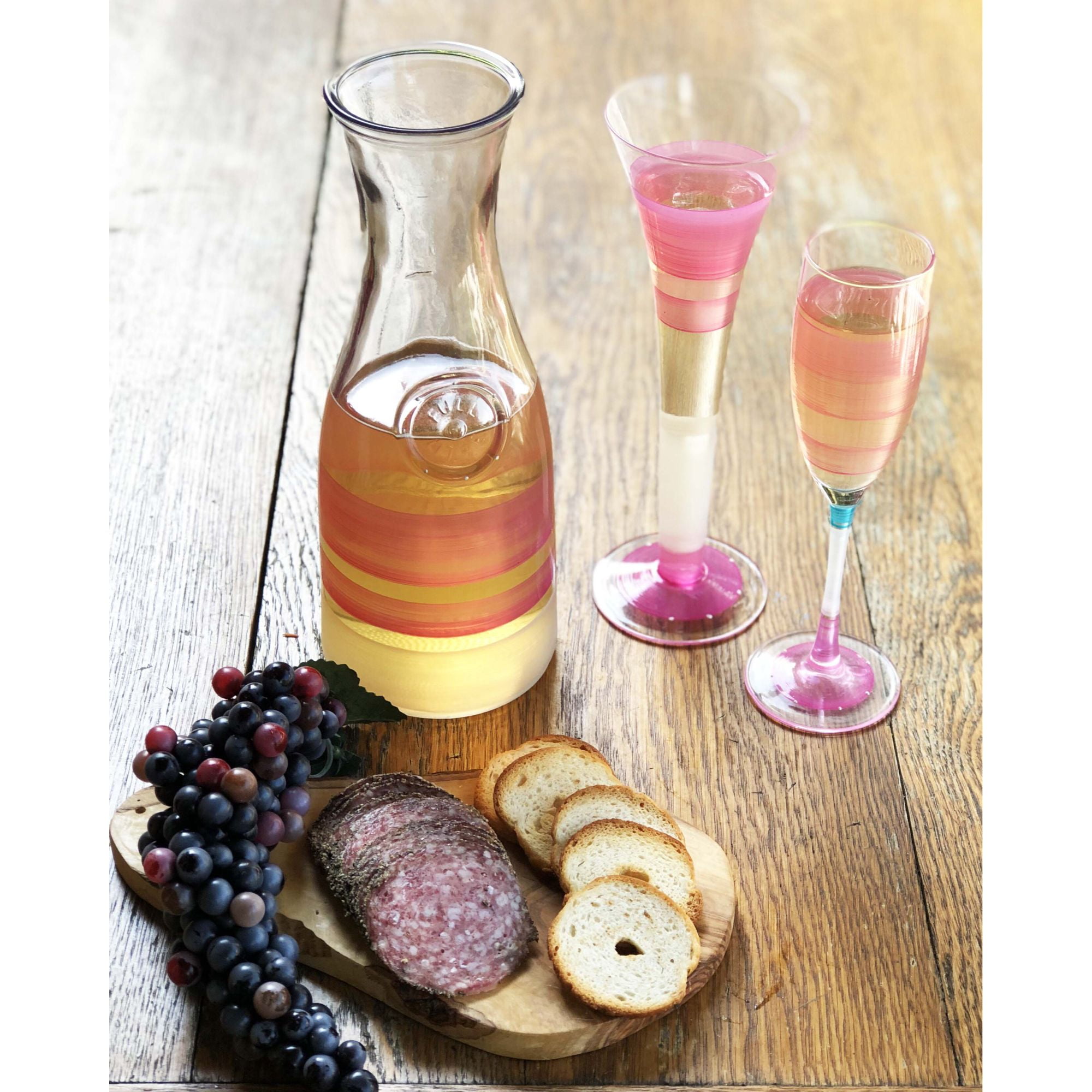 Vintage Libbey Glass Juice Drink Carafe Multicolored Stripe 