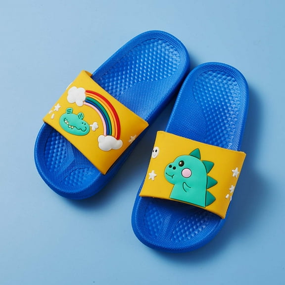 QISIWOLE Toddler Dinosaur Slide Sandals Anti-Slip Beach Water Shoes Pool Home Slippers summer savings