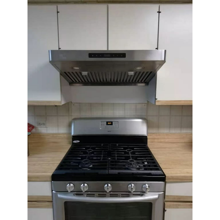 Range Hood 30 inch Under Cabinet with 800CFM, EVERKICH, Stainless Steel  Kitchen Vent Stove Hood, Touch Control, Permanent Stainless Steel  Filters，Top