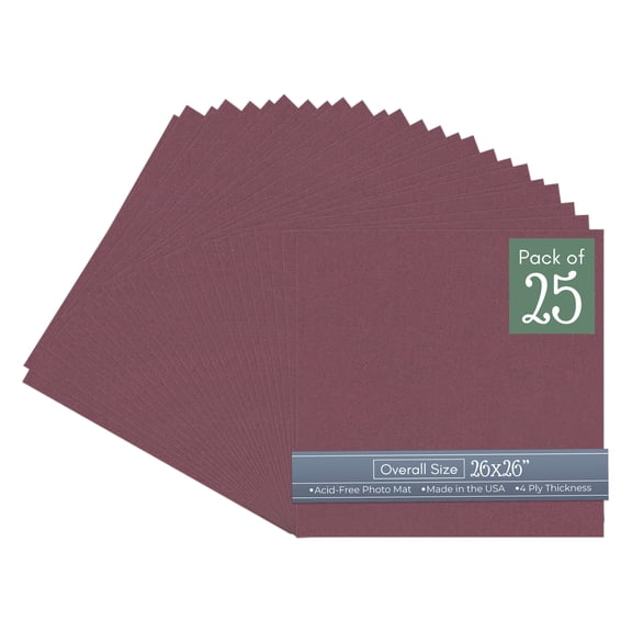 Raspberry Red 26x26 Uncut Art Mat Board - No Opening - 25 Mats