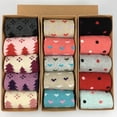 thumbnail image 6 of 5Pair Women's Christmas Holiday Socks Cotton Xmas Socks for Girls Novelty Christmas Gifts with Box, 6 of 6