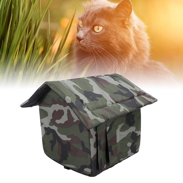 Foldable Comfortable Pet Bed Cave, Security and High Strength Design Multi Functional Oxford Cloth Water Proof Enclosed Cat House for Feral CatsS