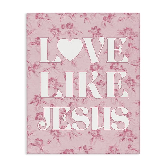 Stupell Industries Love Like Jesus on Floral Religious & Spiritual Painting Wrapped Canvas Art Print Wall Art, 16 x 20