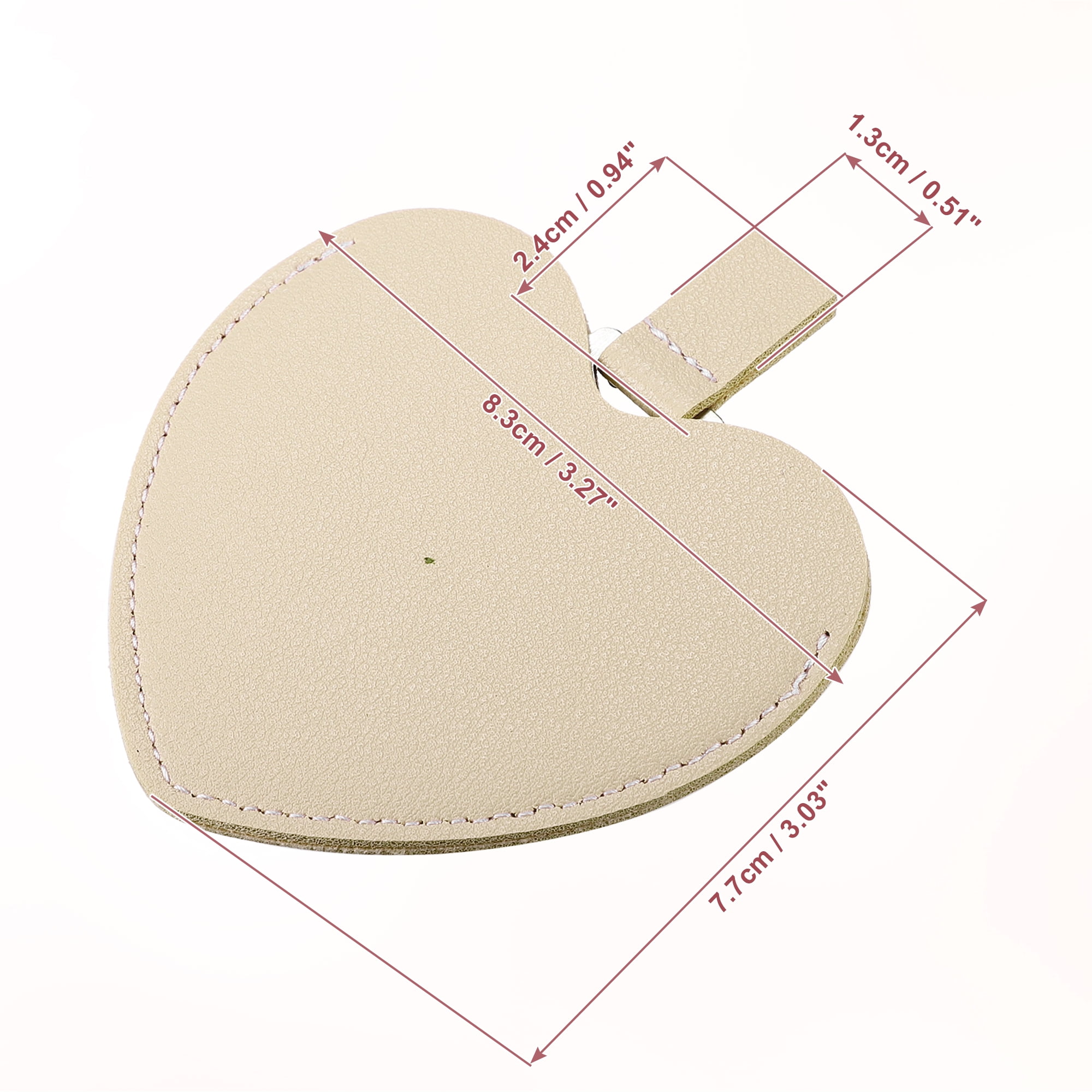 Unique Bargains Heart Shaped Compact Mirror PU Leather Case for Women Khaki
