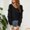 Black, variant on FDGIU Women's V-Neck Tunics Blouse - Lantern Sleeve Solid Knit Ruffle Loose Fit Dressy Casual Fall Top