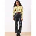 thumbnail image 4 of DARING DIVA Cropped Metallic Stand Collar Zipper Long Sleeve Jacket XS Gold, 4 of 6
