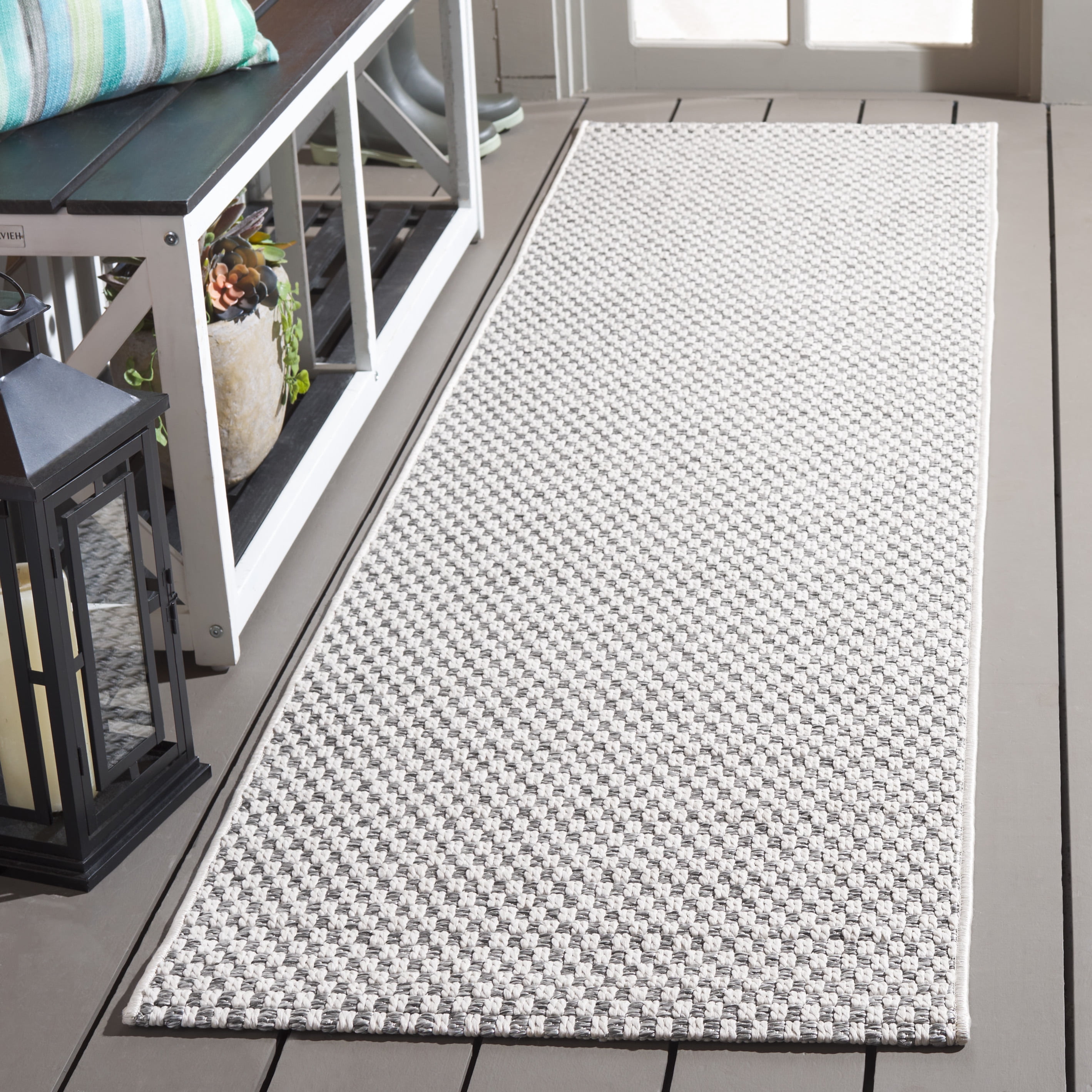 SAFAVIEH Sisal All-Weather Delroy Solid Indoor/Outdoor Runner Rug, Grey/Ivory, 2'2" x 8'