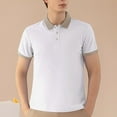 thumbnail image 2 of RYRJJ Men's Short Sleeve Polo Shirts Summer Casual Lightweight Color Block Collared T-Shirts Button Golf Tees Tops(White,4XL), 2 of 5