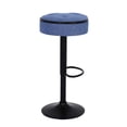 thumbnail image 6 of Blue Linen Round Bar Stool Set, 360° Swivel and Hidden Storage Space / Ideal for Dining and Living Areas, 6 of 7