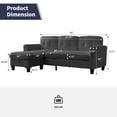 thumbnail image 3 of ZAFLY 76” Small Sectional Sofa, 3 Seater Sofa with Movable Storage Ottoman, Convertible Sofas and Couches for Living Room - Dark Grey, 3 of 8