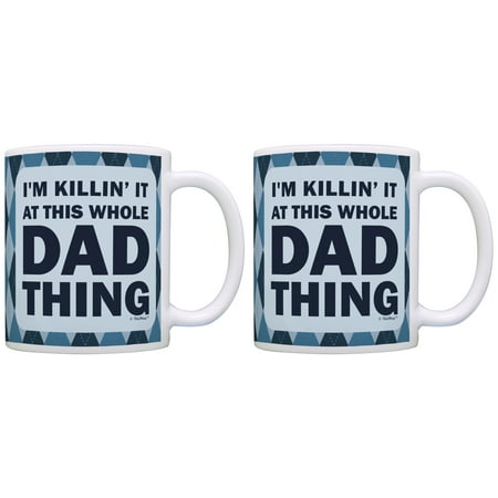 

ThisWear Dad Gifts from Daughter Dad I m Killin It at This Whole Dad Thing Birthday Gifts for Dad 11 ounce 2 Pack Coffee Mugs Blue