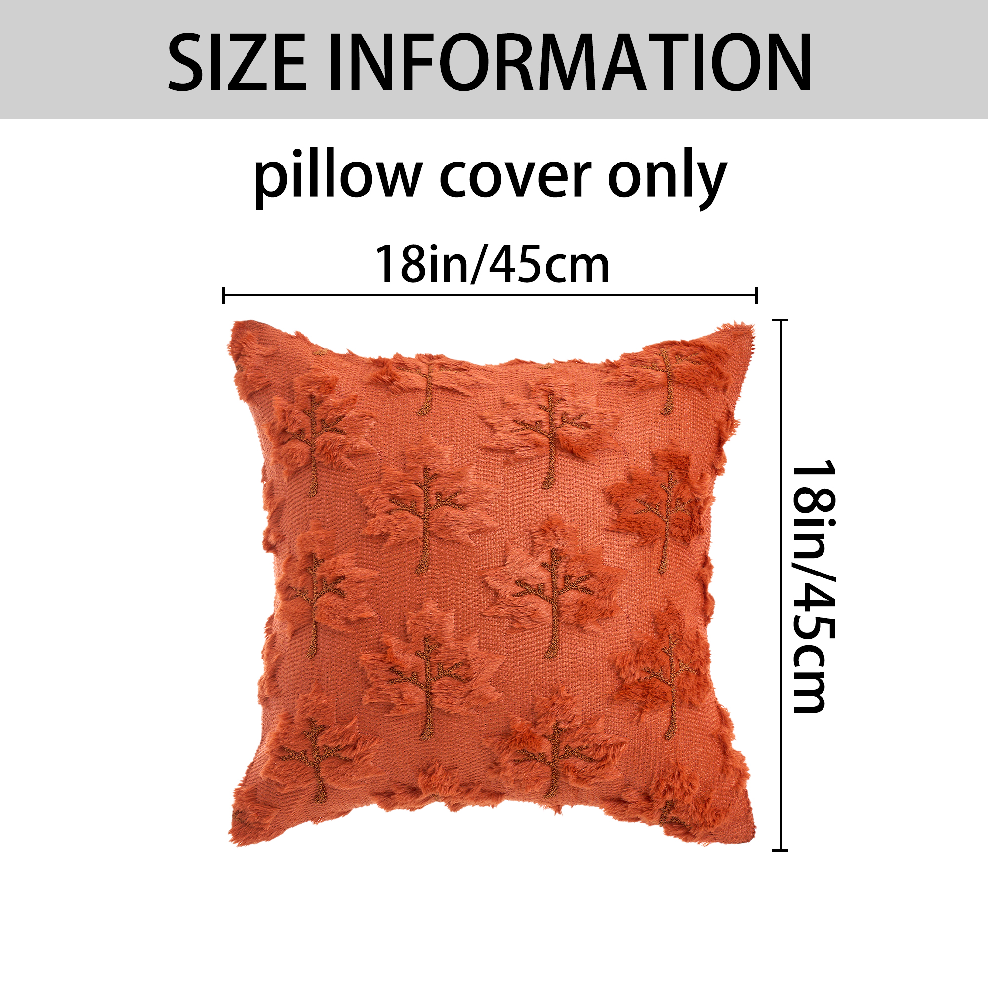 Unique Bargains Maple Leaves Embroidery Throw Pillow Covers Brown 18" x 18"