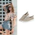 thumbnail image 6 of JENN ARDOR Women's Mesh Slip on Trainer Fitness Walking Running Sports Sneakers Casual Shoes Beige，Size 7.5, 6 of 8