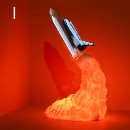 

3D Print Rocket Shape Lamp Space Shuttle Lamp USB Rechargeable Night Light for Rocket Lovers New