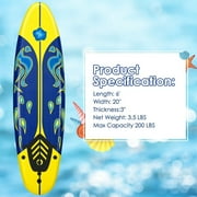 Yardi Yard 6 Feet Surfboard with 3 Detachable Fins-Yellow, Surfboard , Stand Up Surfing Board for Beginner, Kids & Adults