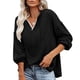 thumbnail image 2 of Mujeres con capucha Top encaje empalme cuello en V hombro caído cordón suéter suelto sudaderas para dama, 2 of 5